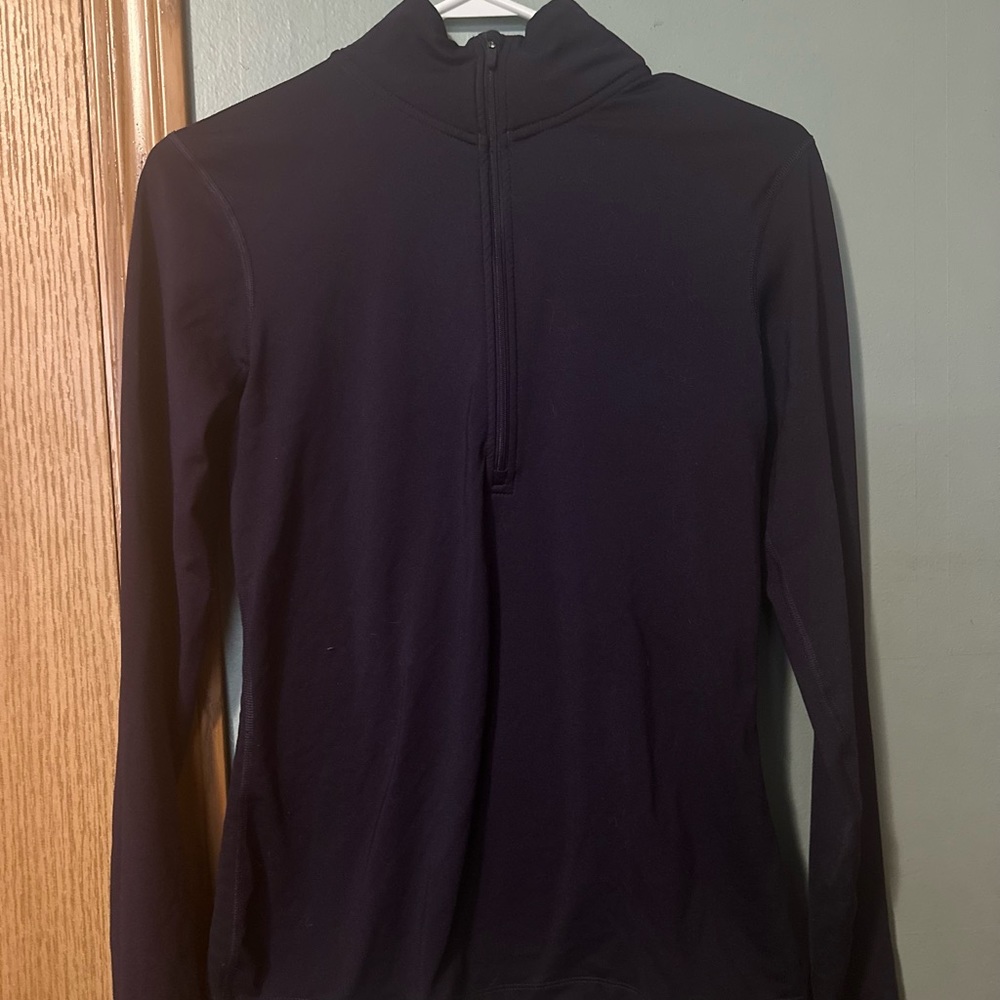 nike zip up jacket, dark purple, stripes on the back